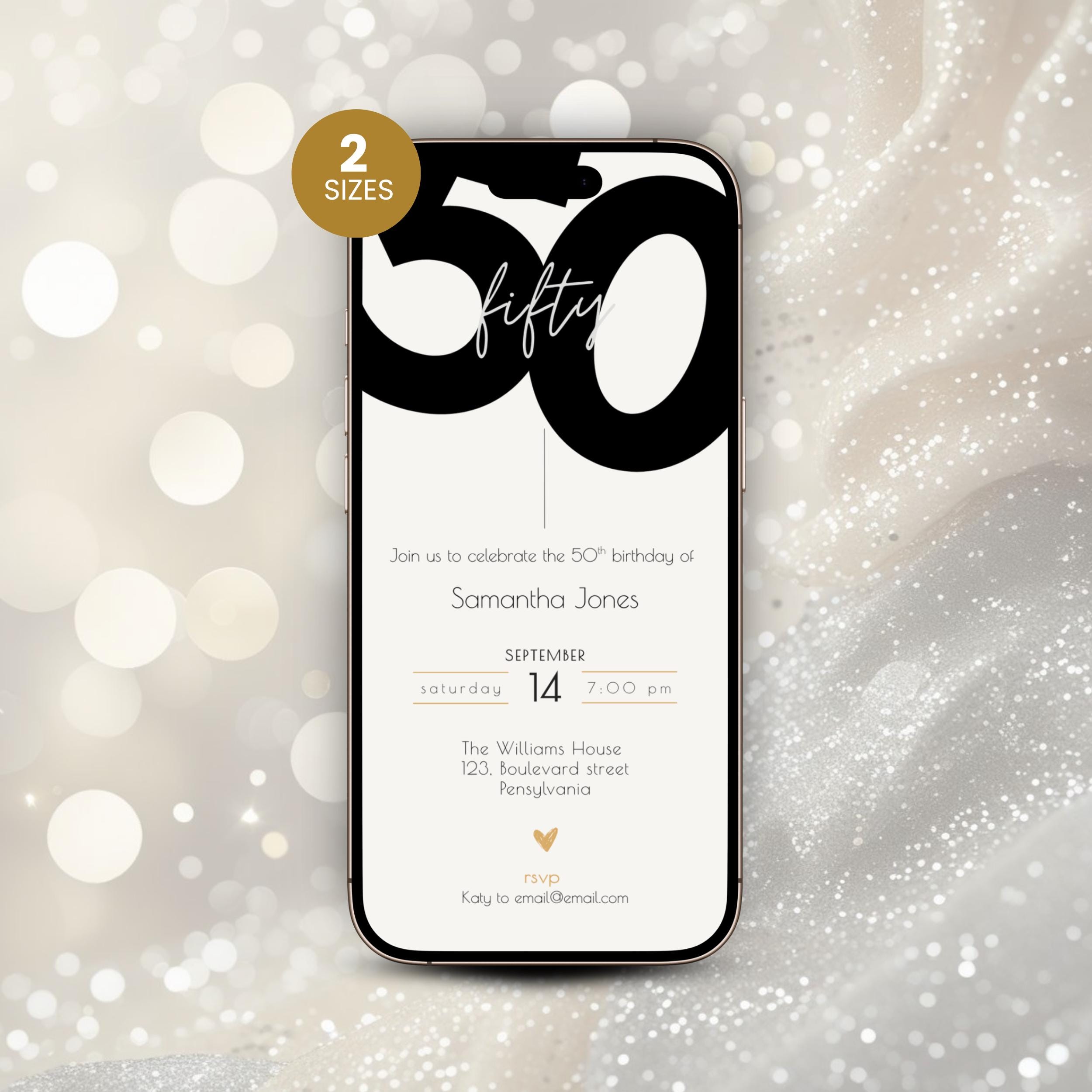 Modern 50th Birthday Invitation Bold
