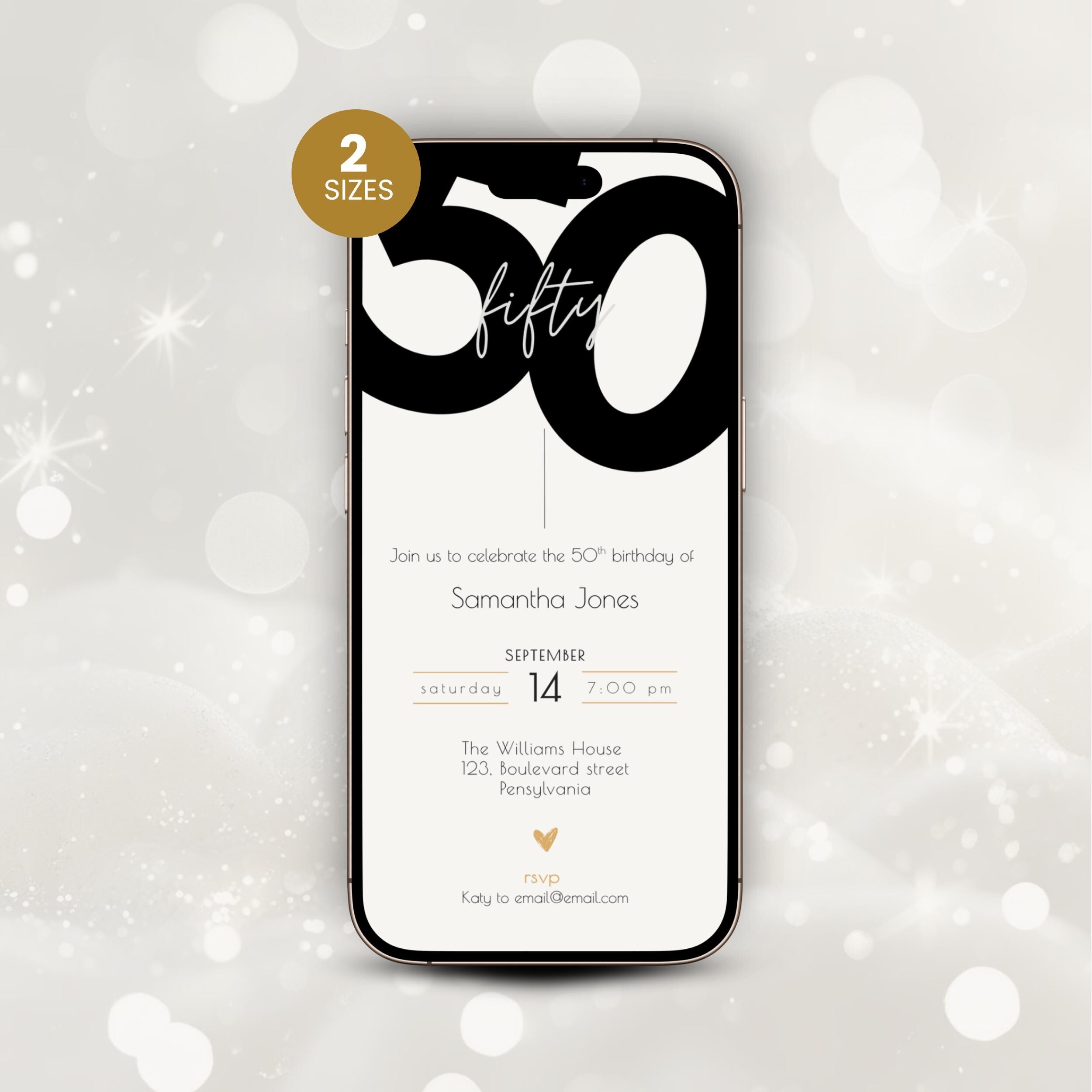 Modern 50th Birthday Invitation Bold