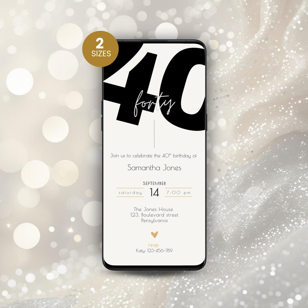 Modern 40th Birthday Invitation