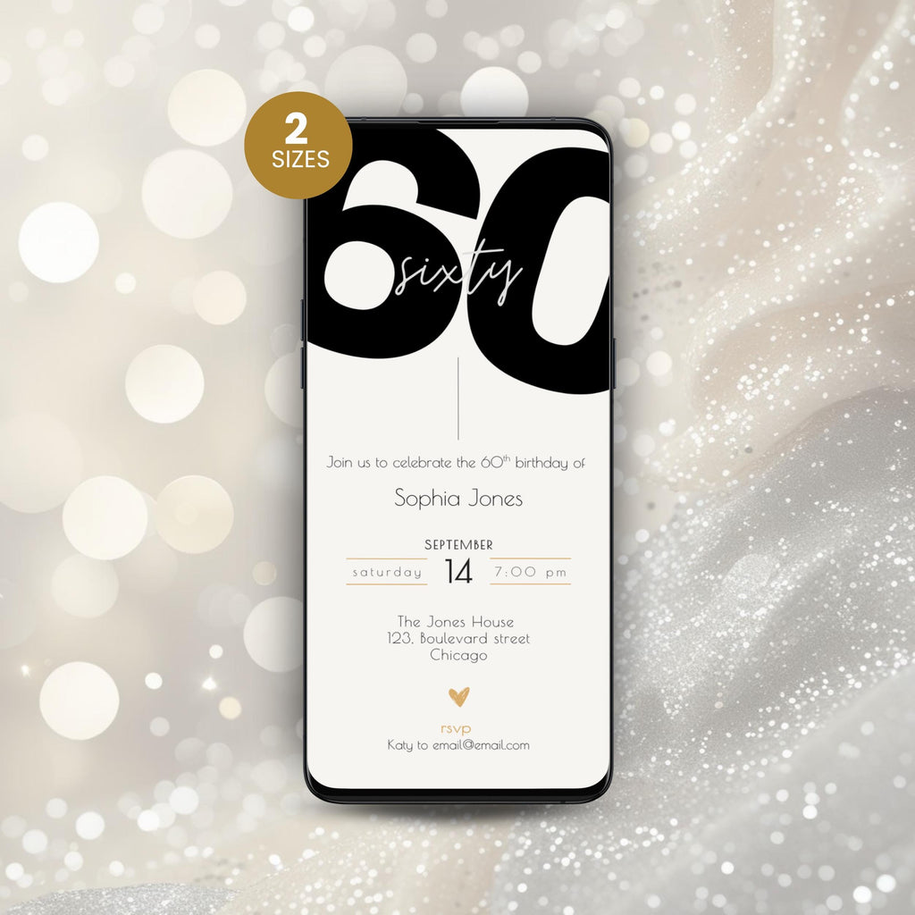 Modern 60th Birthday Invitation