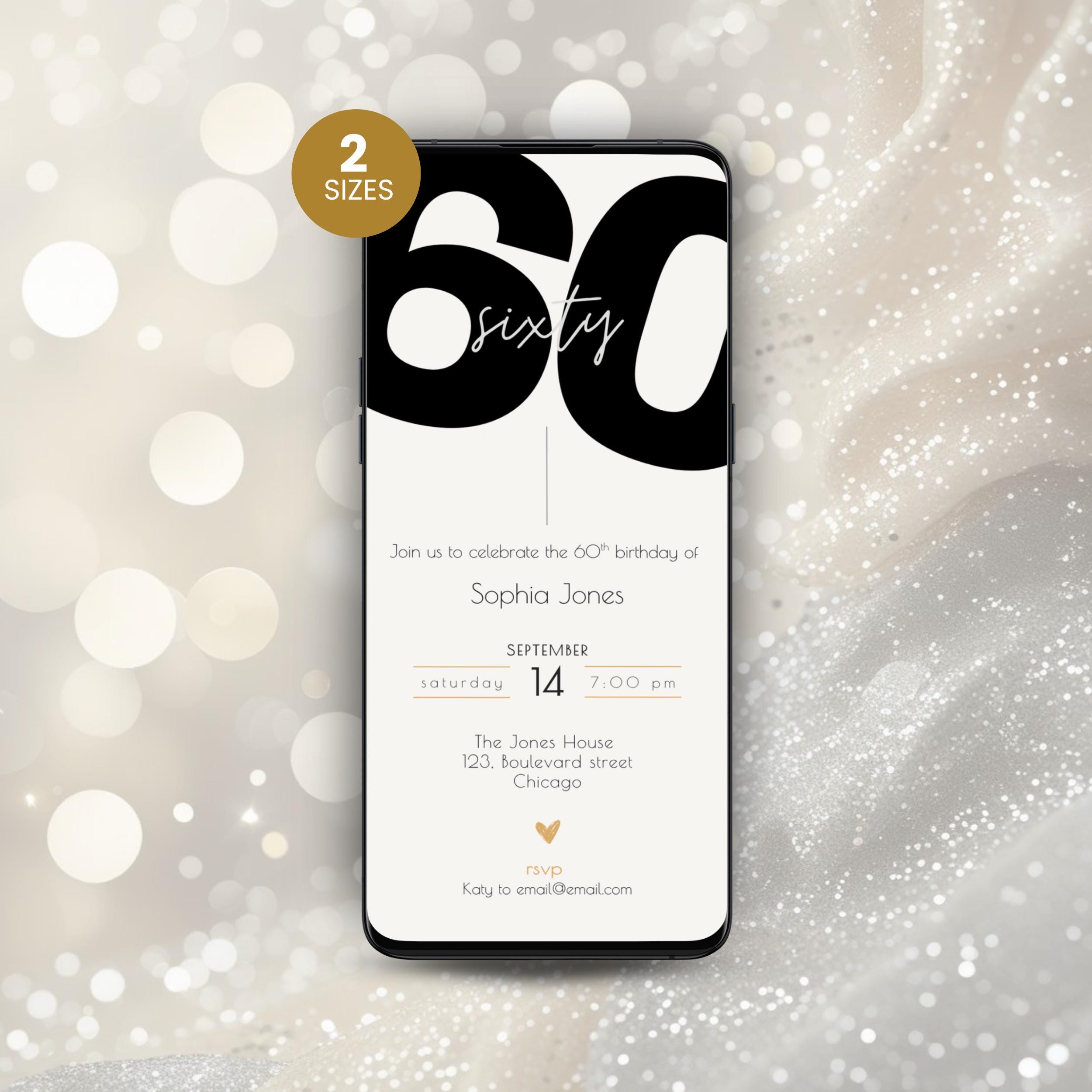 Modern 60th Birthday Invitation