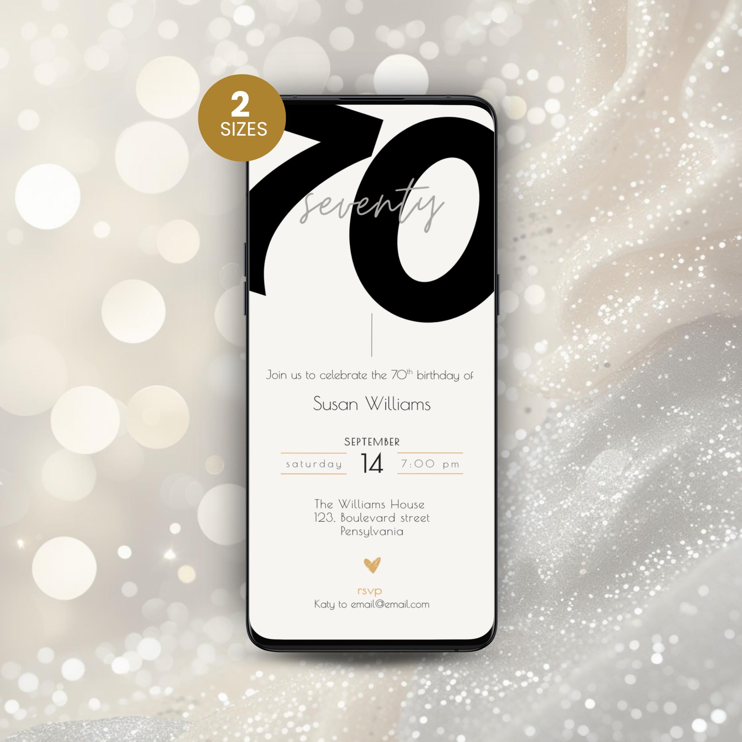 Modern 70th Birthday Invitation