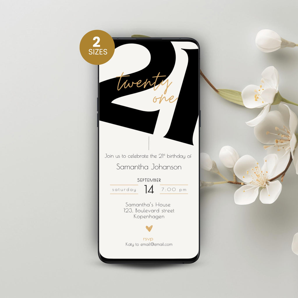 Modern 21st Birthday Invitation Template
