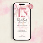 Pink Bow 13th Birthday Invitation Girls