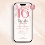 Pink Bow Sweet Sixteen 16th Birthday Invitation