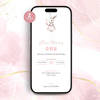 Bunny First Birthday Invitation Girls