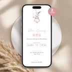 Bunny First Birthday Invitation Girls