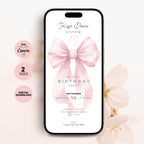 Pink Bow 13th Birthday Invitation Teen Girl