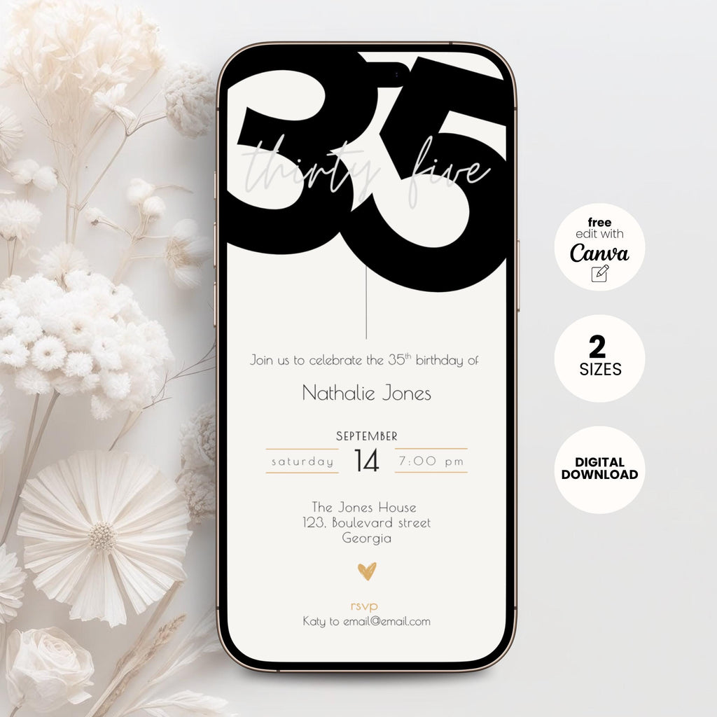Stylish 35th Birthday Invitation