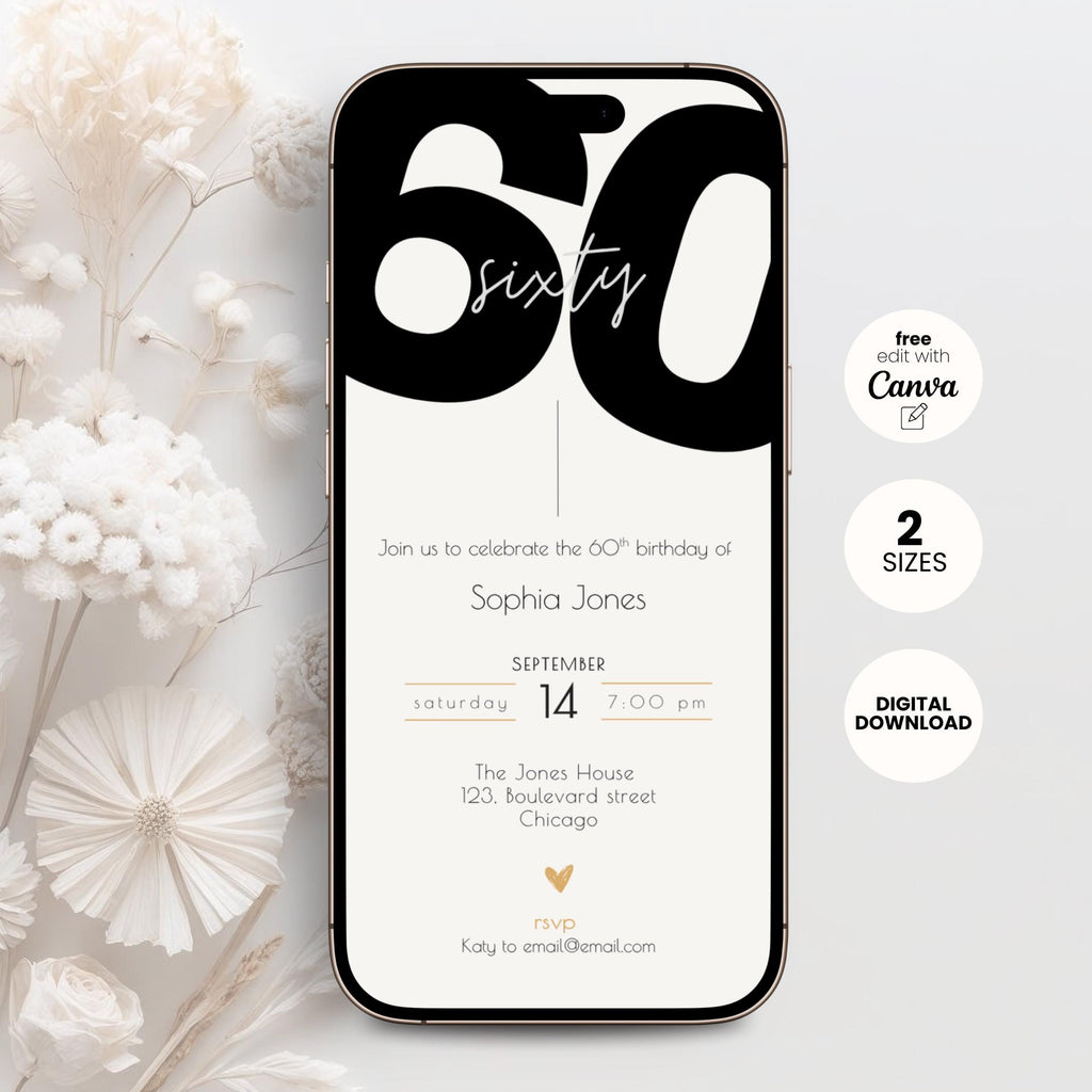 Modern 60th Birthday Invitation