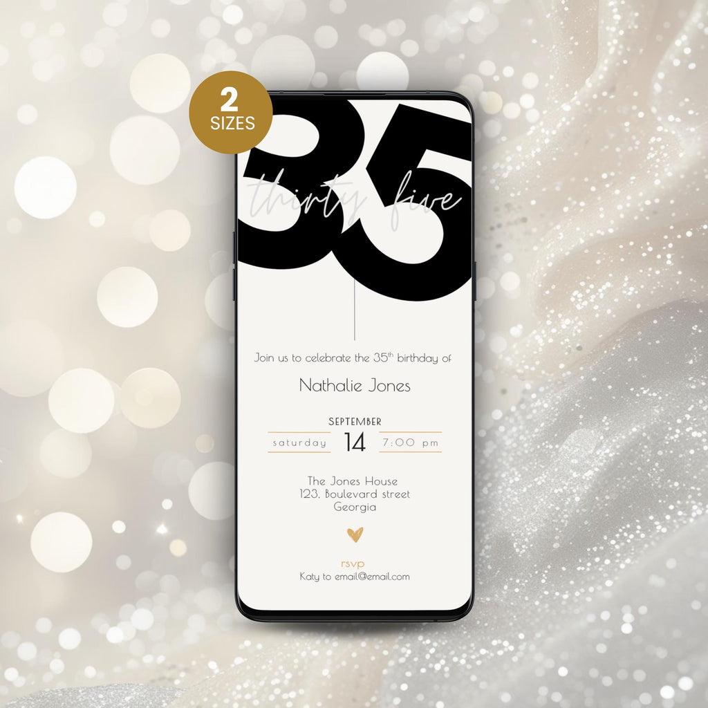 Stylish 35th Birthday Invitation