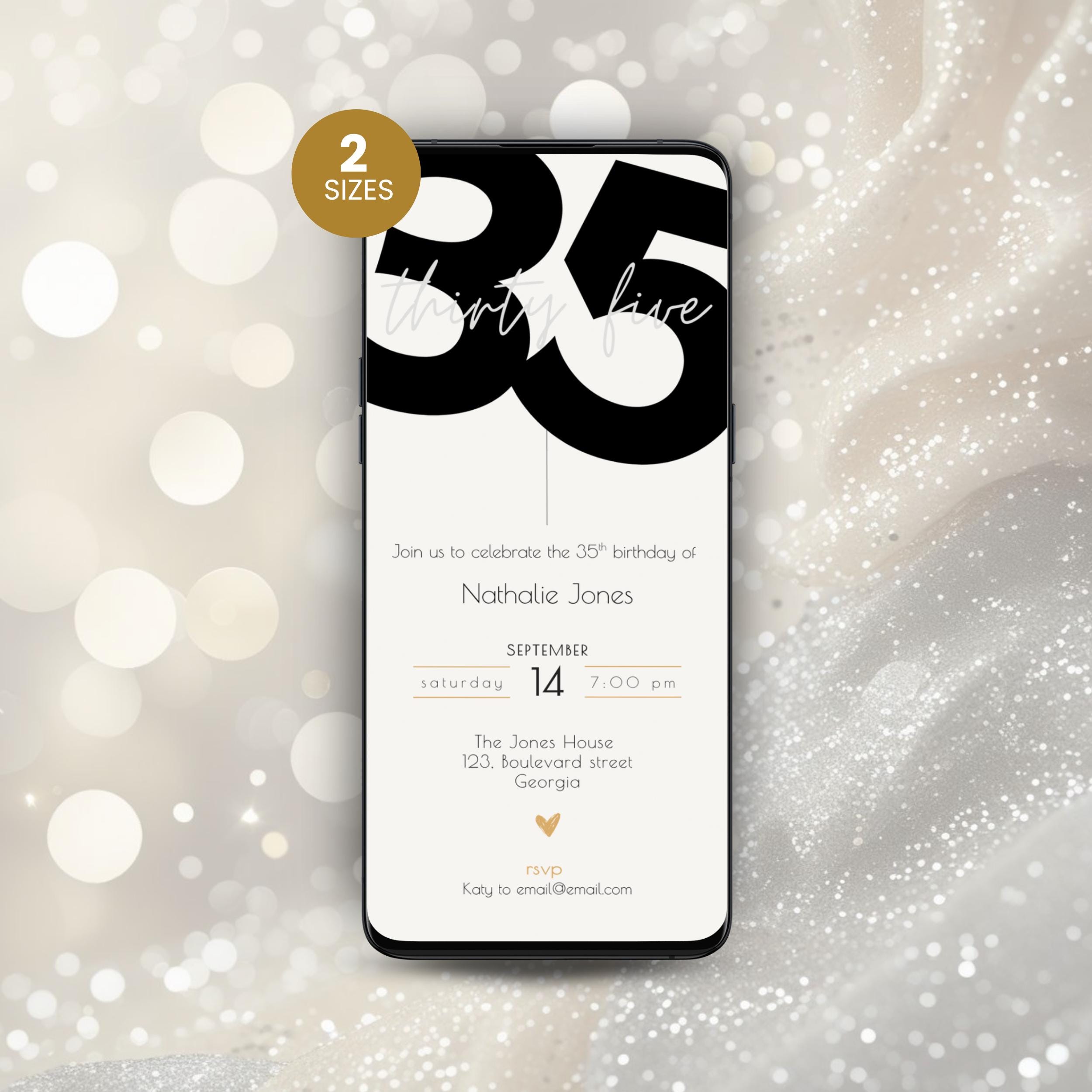 Stylish 35th Birthday Invitation