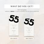 Elegant Minimal 55th Birthday Invitation