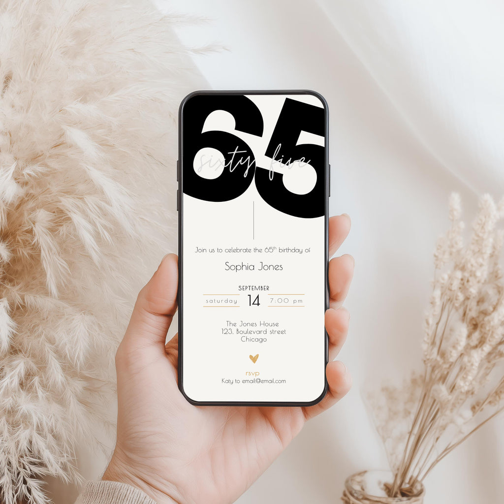 Elegant 65th Birthday Invitation