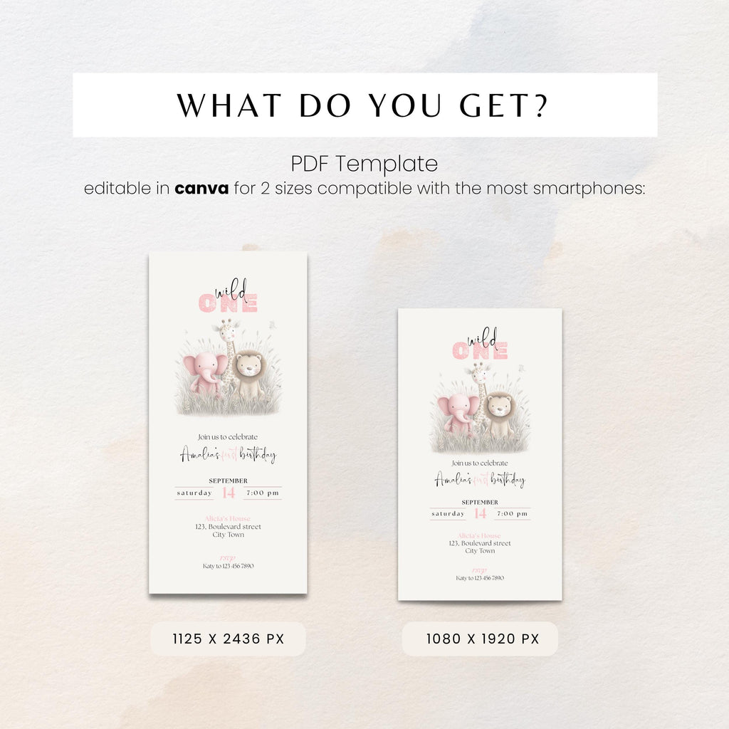 Pink Wild One Birthday Invitation