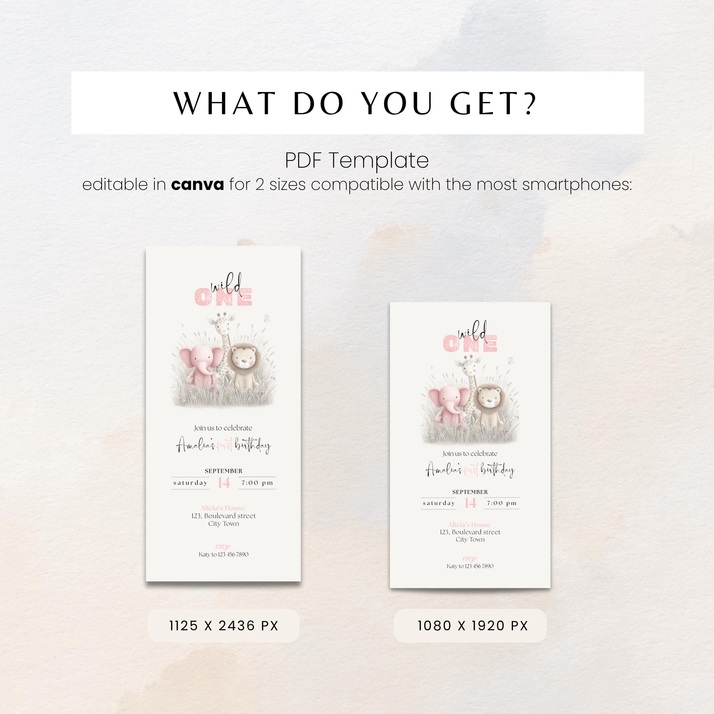 Pink Wild One Birthday Invitation