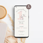 Pink Bunny 1st Birthday Invitation