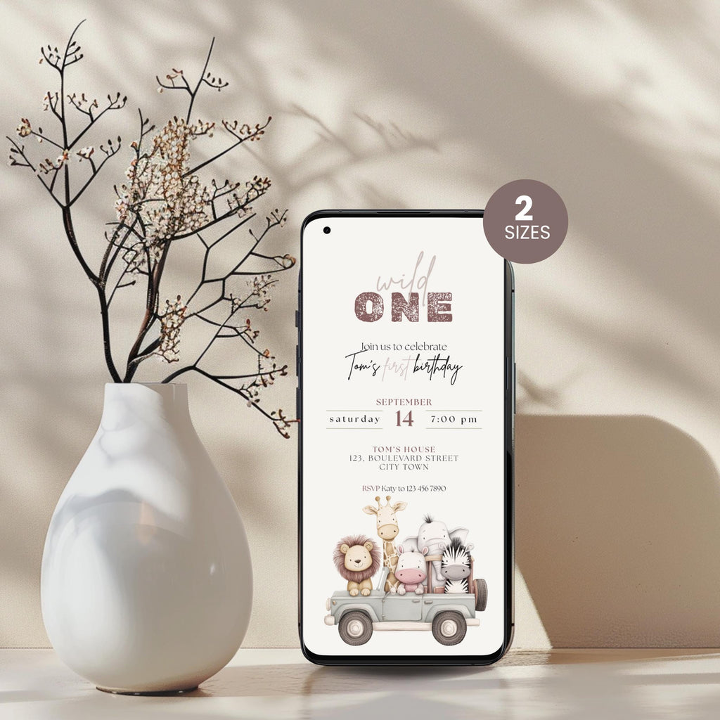 Safari Wild One Birthday Invitation