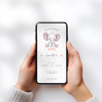 Elephant Pink 1st Birthday Invitation
