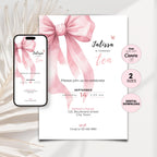 Pink Bow 10th Birthday Invitation Girls