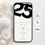 Minimal Stylish 25th Birthday Invitation