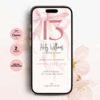 Pink Bow 13th Birthday Invitation Girls