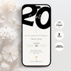 Modern 20th Birthday Invitation