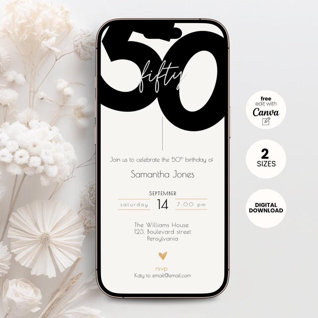 Modern 50th Birthday Invitation Bold