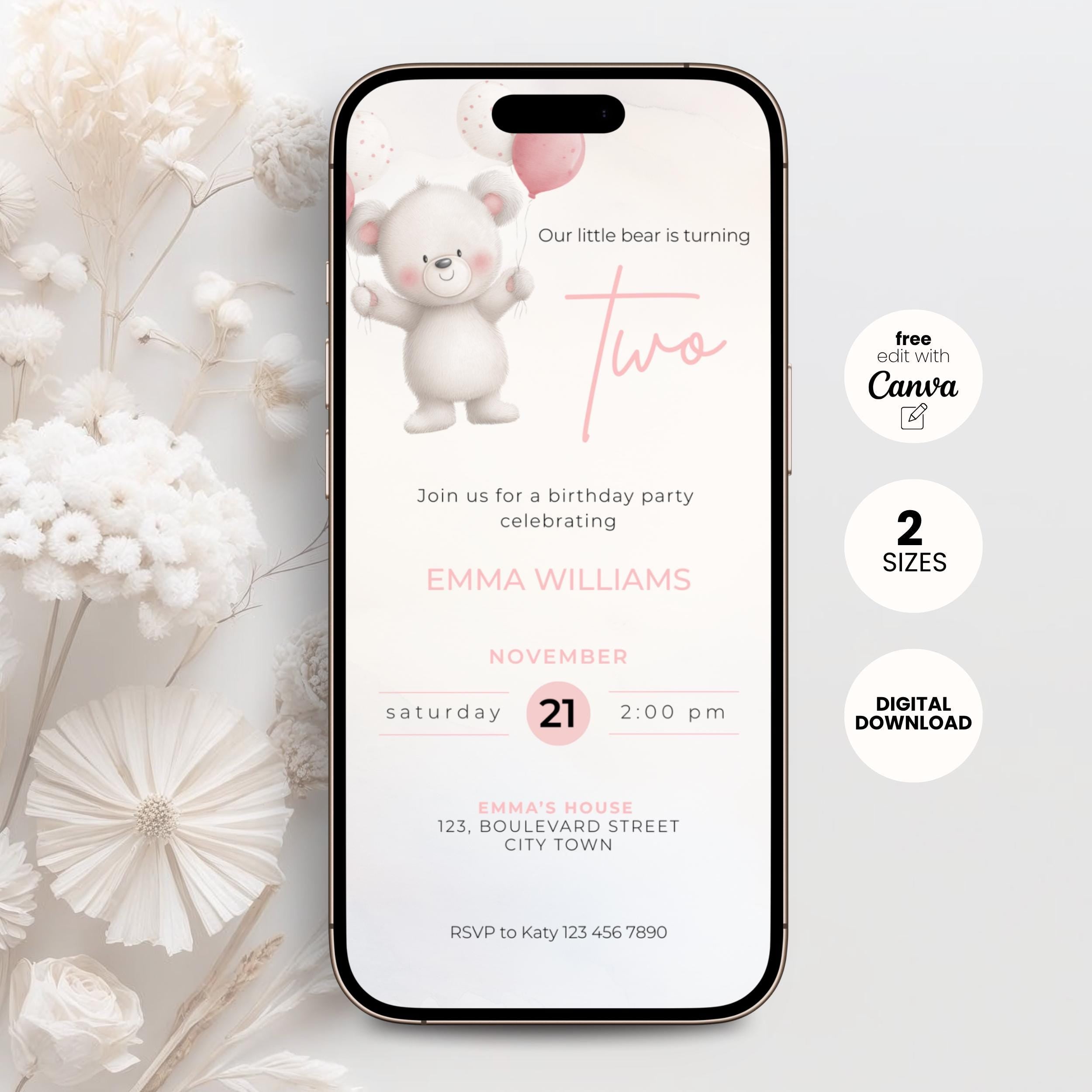 Two Wild Birthday Invitation Bear