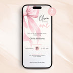 Pink Bow 1st Birthday invitation