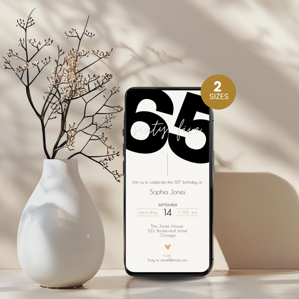 Elegant 65th Birthday Invitation