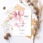 Pink Bow Watercolor 12th Birthday Invitation