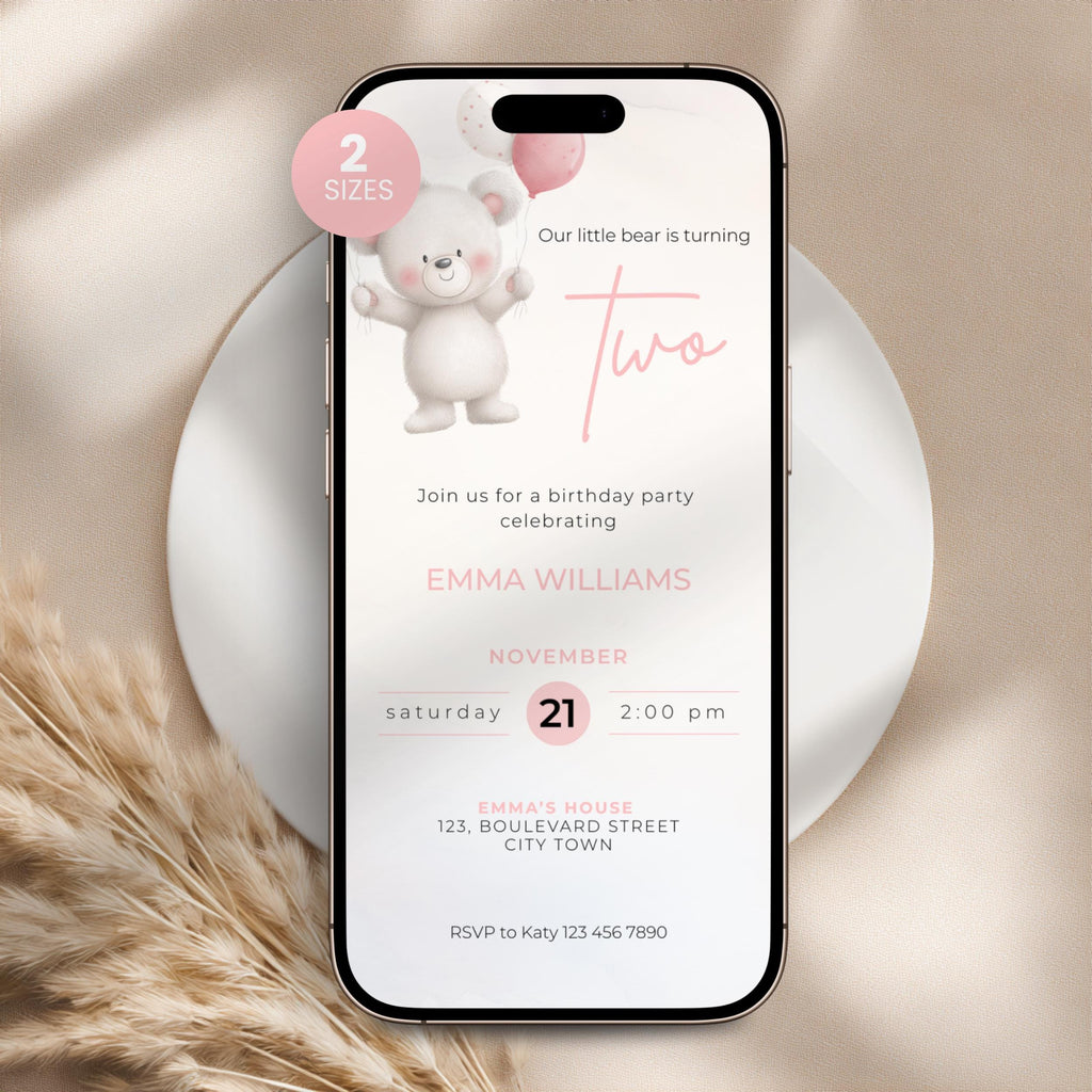 Two Wild Birthday Invitation Bear