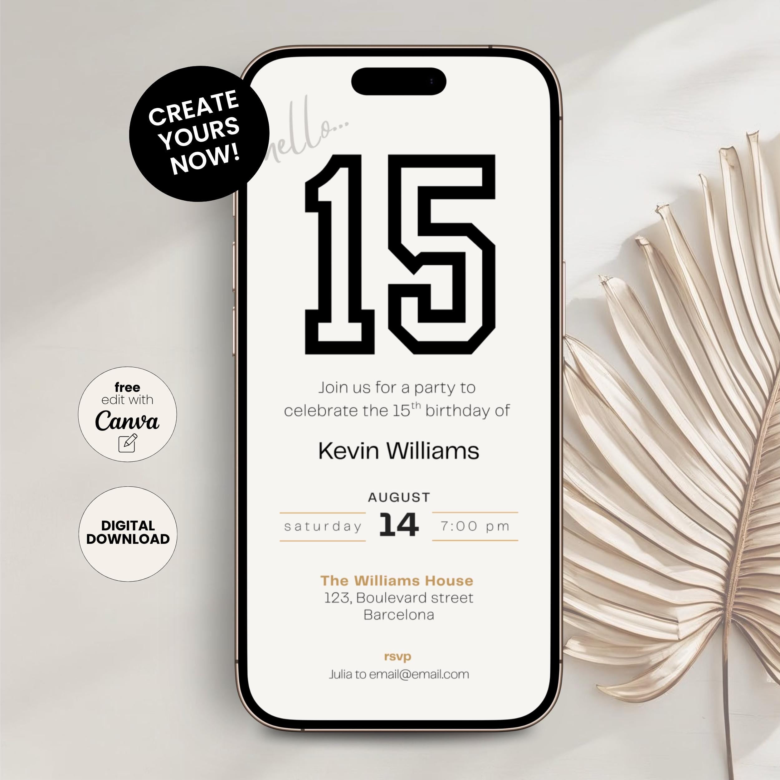 Sweet 15th Birthday Invitation Sports for Boys