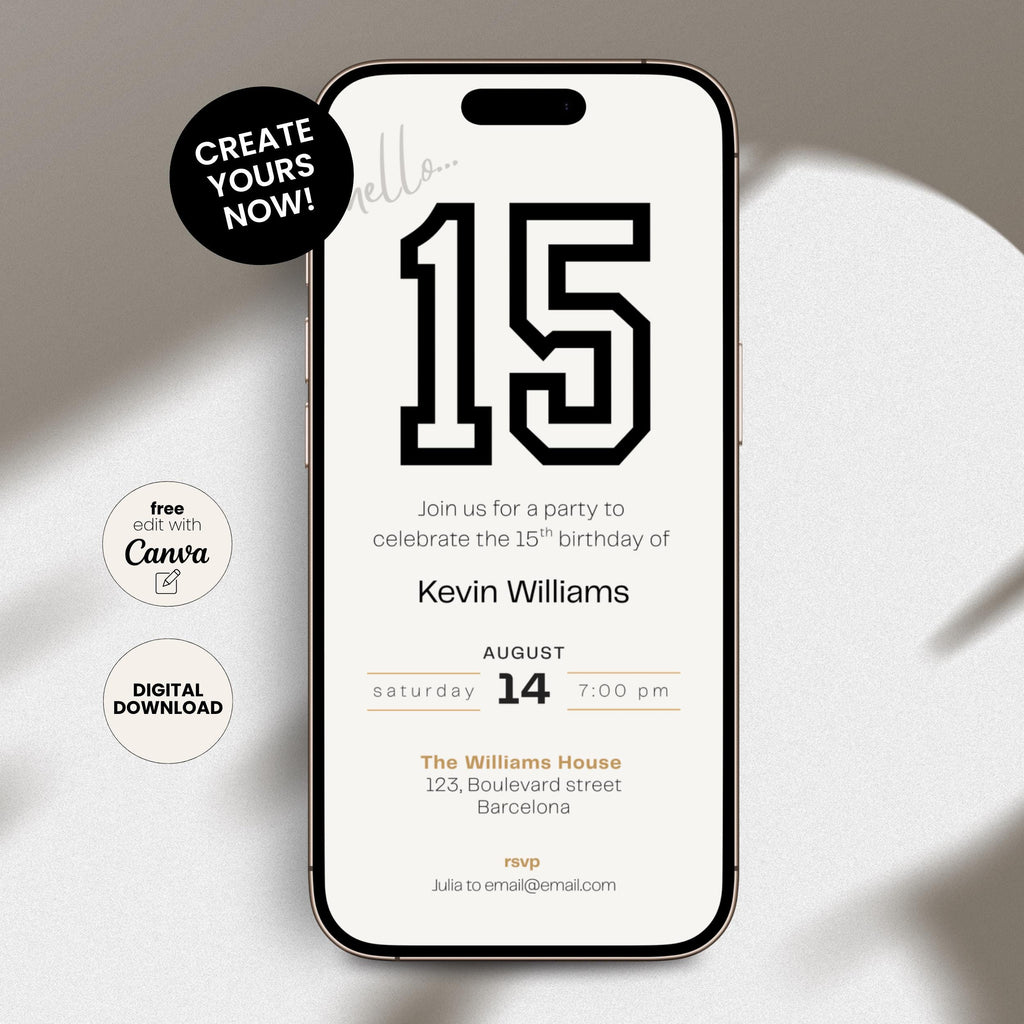 Sweet 15th Birthday Invitation Sports for Boys