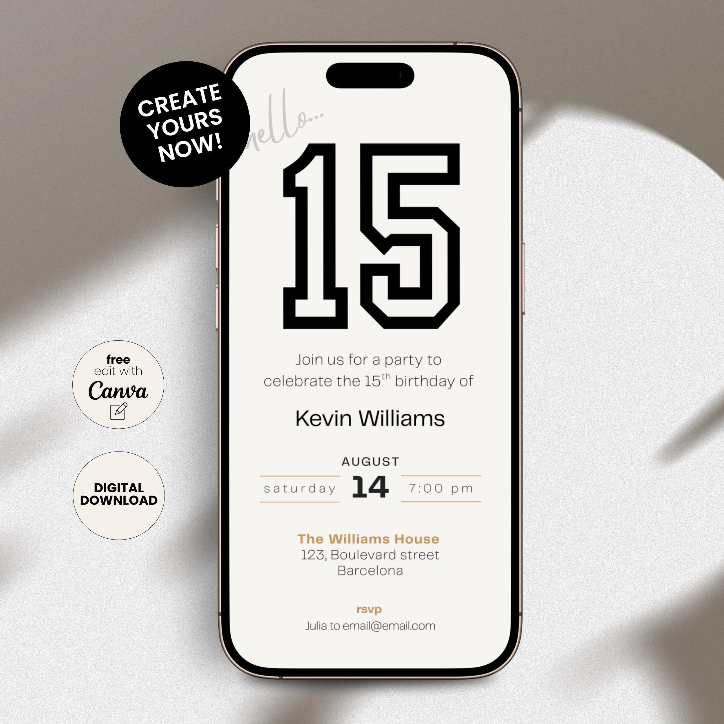 Sweet 15th Birthday Invitation Sports for Boys