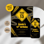13th Birthday Invitation Boy's Speed Limit