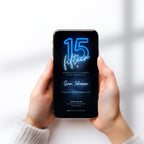 Neon Glow 15th Birthday Invitation Boy