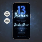 Neon Glow 13th Birthday Invitation