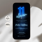 Neon 11th Birthday Invitation for Boys