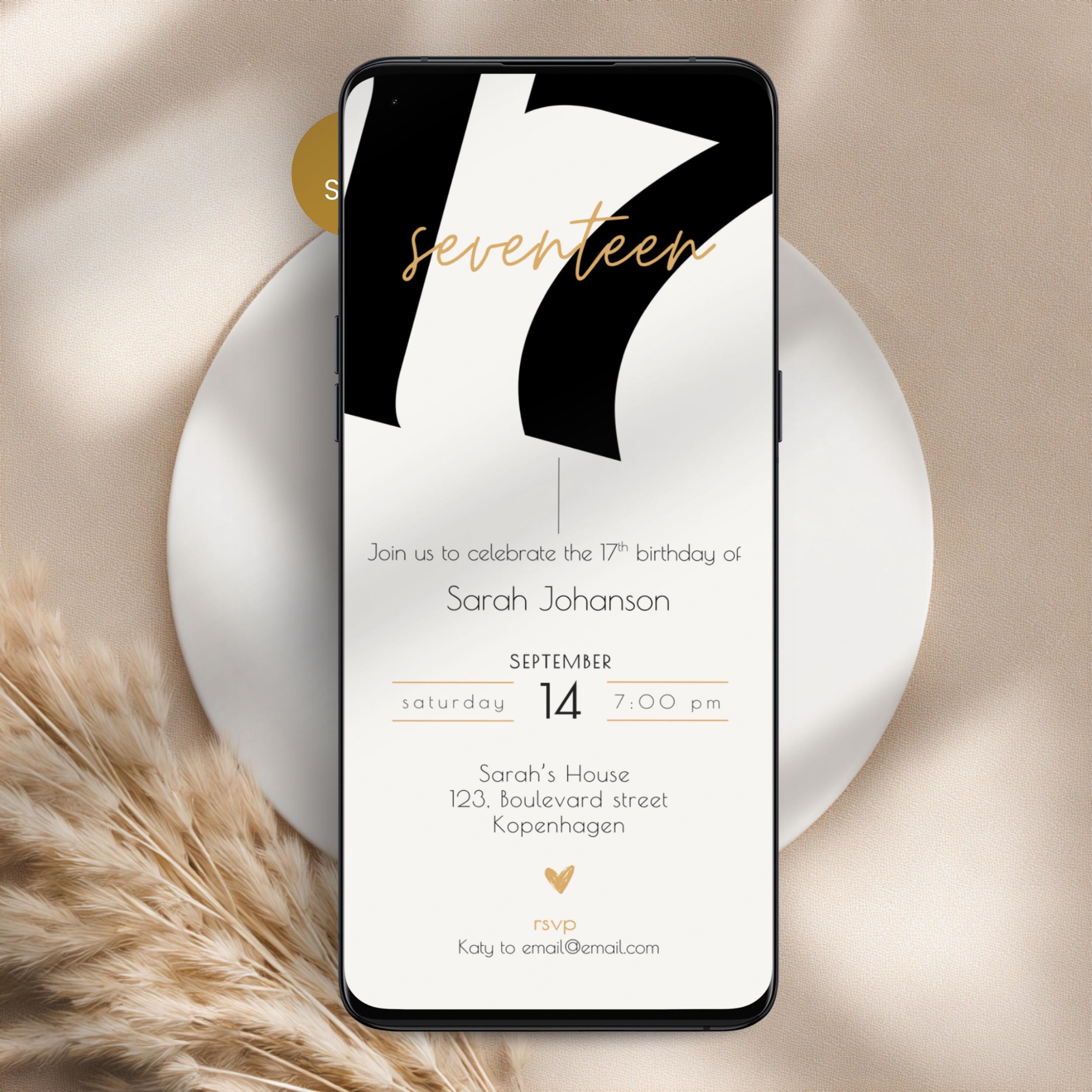 Bold 17th Birthday Invitation Template