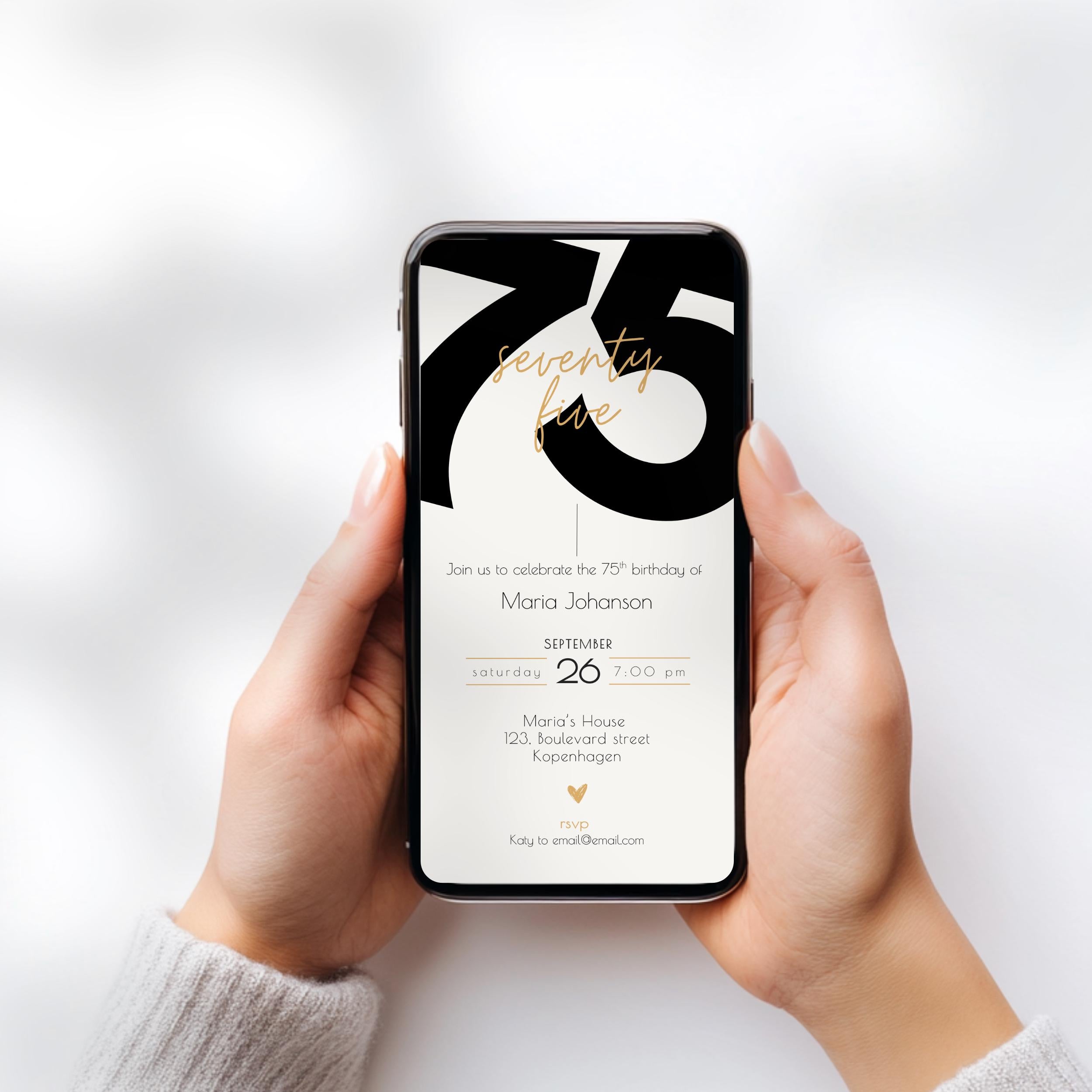 Elegant 75th Birthday Invitation Bold Typography