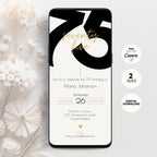 Elegant 75th birthday invitation template with bold typography