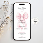 Pink Bow Sweet 15th Birthday Invitation Template Girls