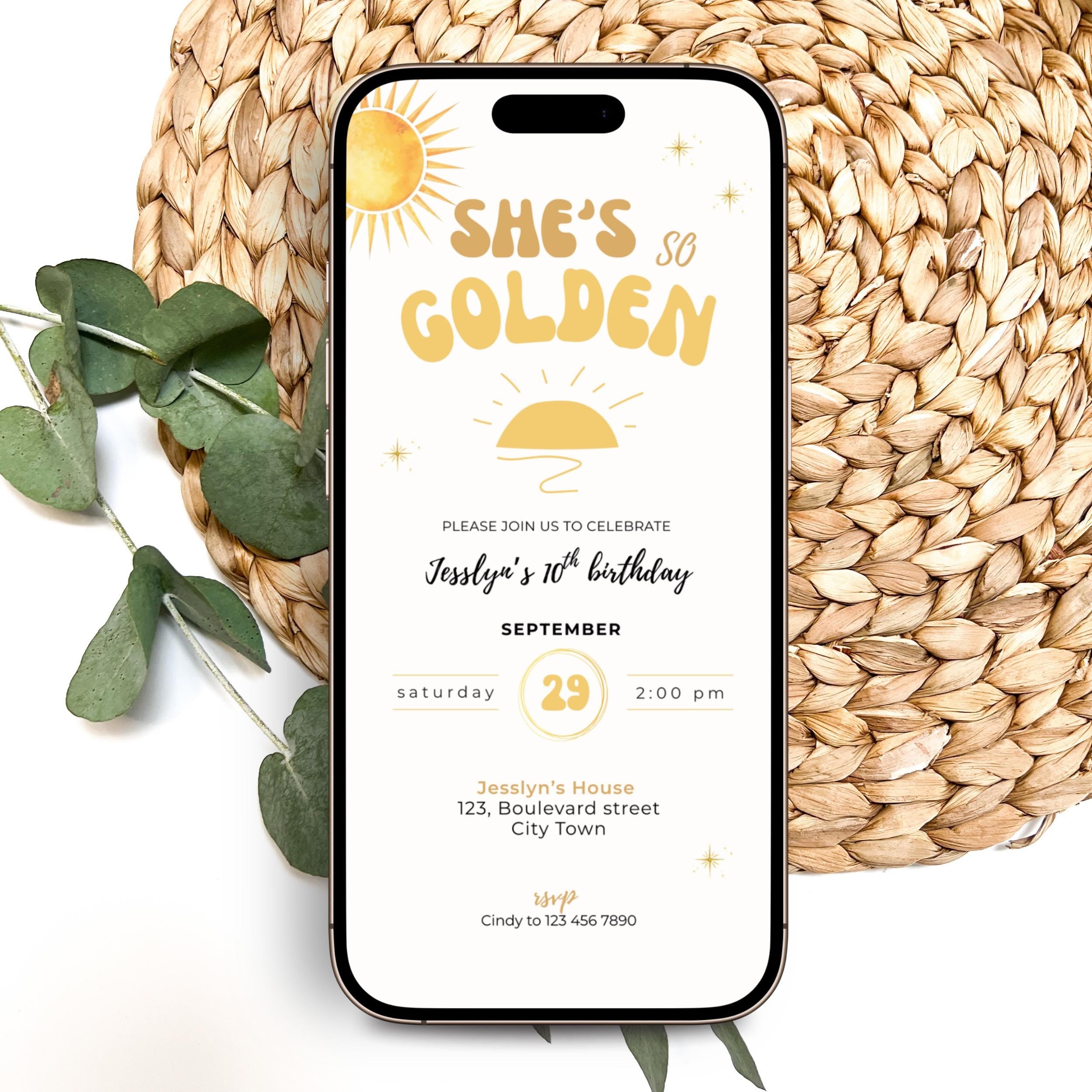 She's So Golden Birthday Invitation
