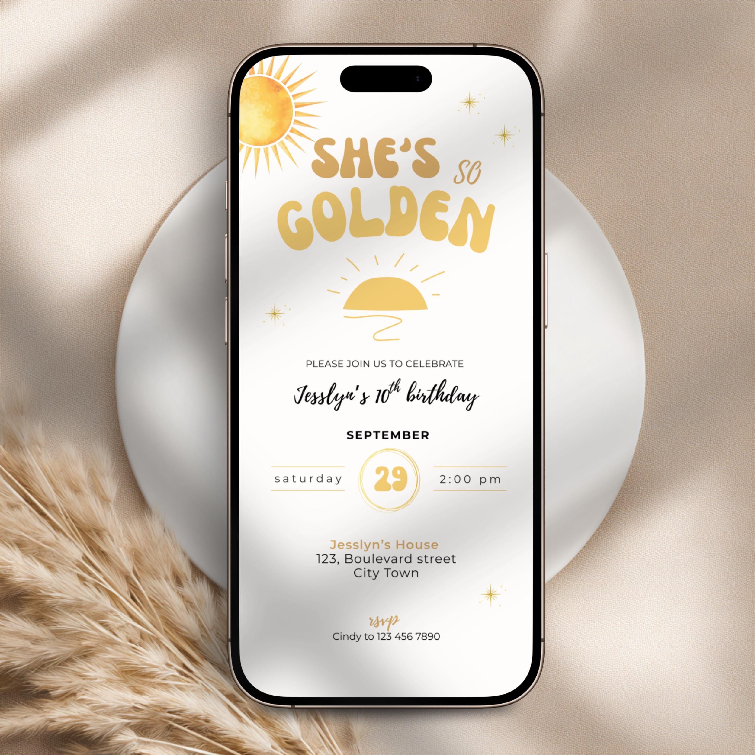 She's So Golden Birthday Invitation