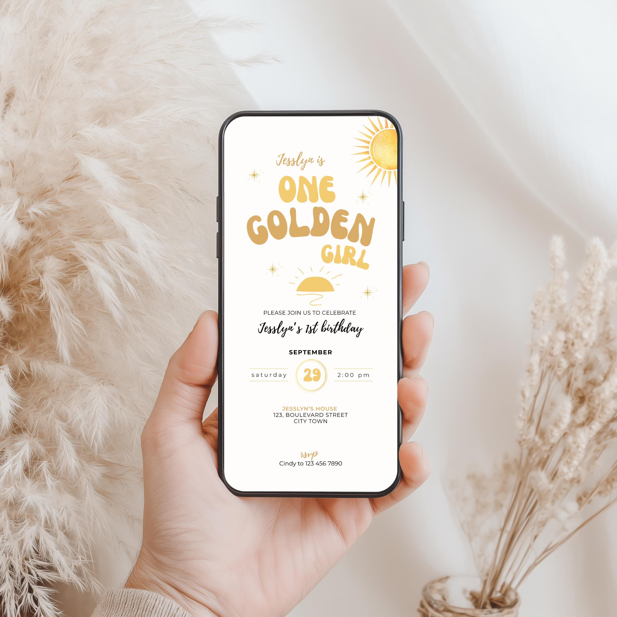 One Golden Girl First Birthday Invitation