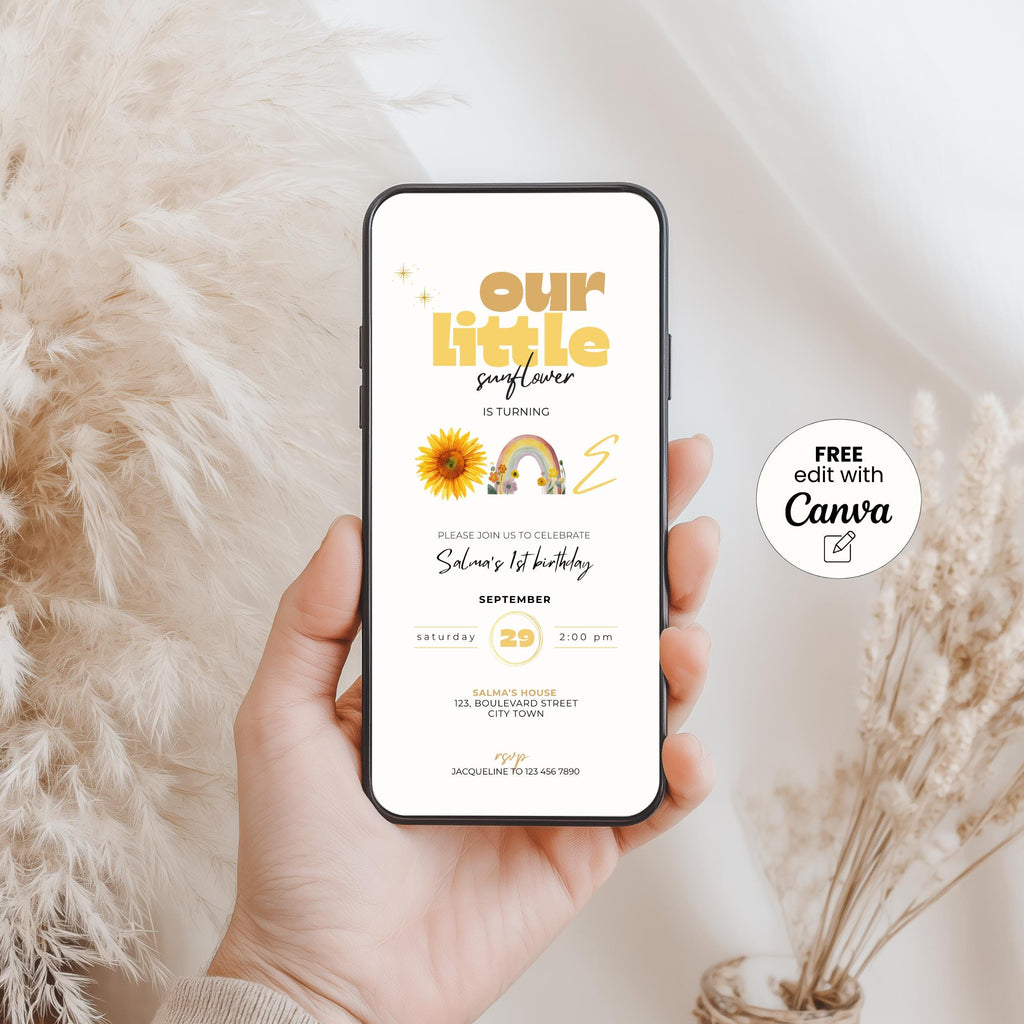 Our Little Sunflower 1st Birthday Invitation