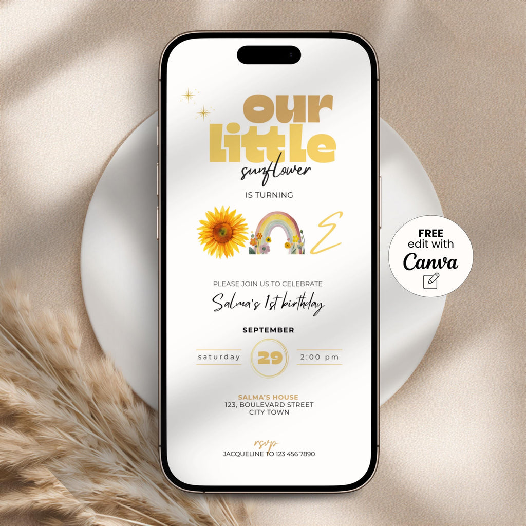 Our Little Sunflower 1st Birthday Invitation