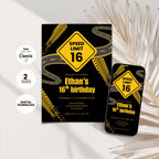 Road Speet Limit 16th Birthday Invitations Boys
